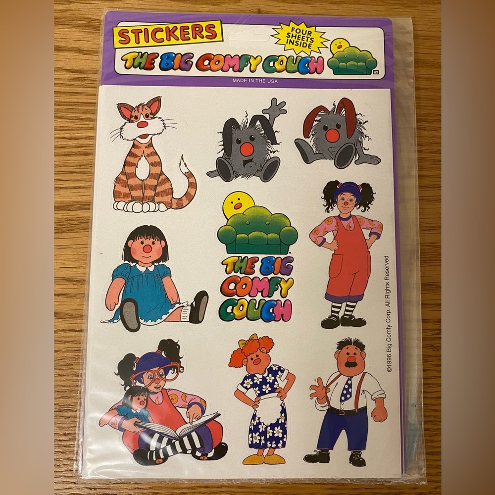 Vintage The Big Comfy Couch Stickers Lot 3 New Unopened Packs 12 Sheets 1996 - Picture 2 of 3